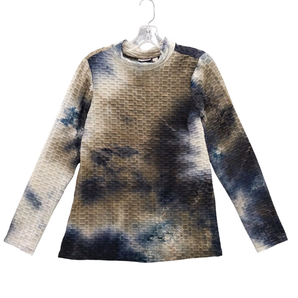 LOGO Lori Goldstein Tie Dye 3D Textured Knit Long Sleeve Top Sz S